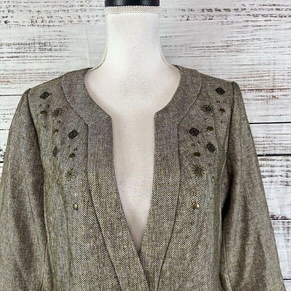 Coldwater Creek Blazer Jacket size 10 Brown Gold Tweed Career Professional - Picture 3 of 14